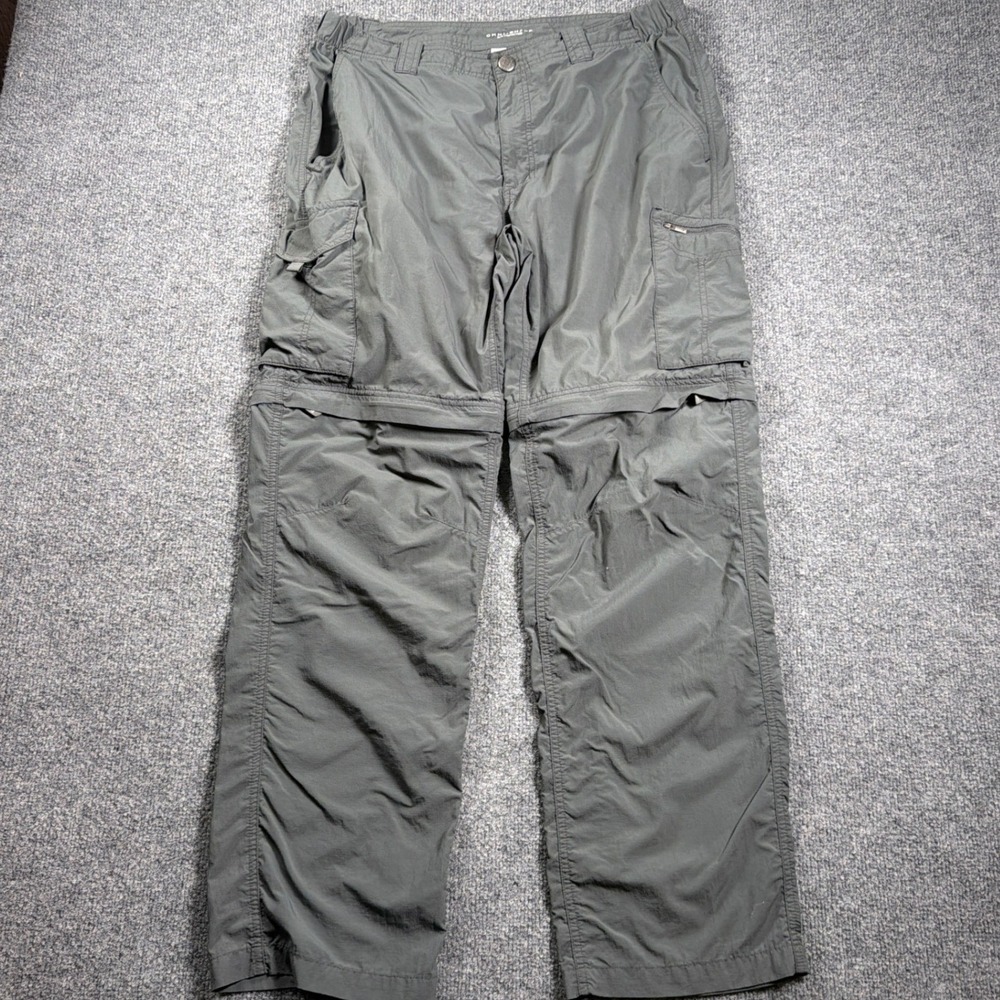 Columbia Convertible Cargo Pants Mens 33x31 Gray Silver Ridge Hiking Omni-Shade
